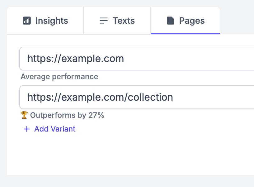 Shows two landing pages, and one outperforms the other